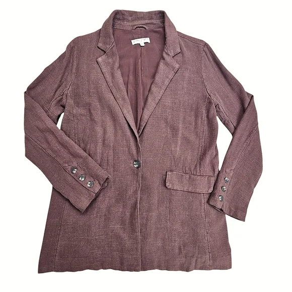 Free People Misha Linen Blend Oversized Chocolate Lava Blazer Jacket Size 6 - Picture 9 of 16
